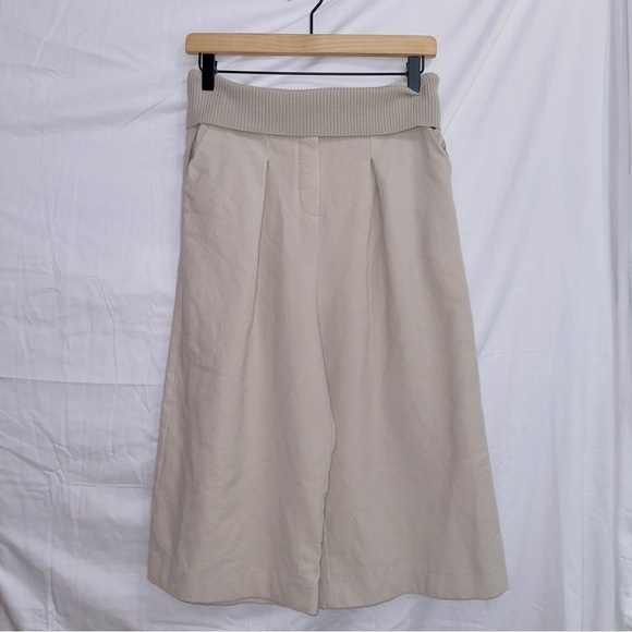 Crea Concept Cream High Waisted Wide Leg Cropped Wool Pants size EUR 38 - Picture 1 of 7